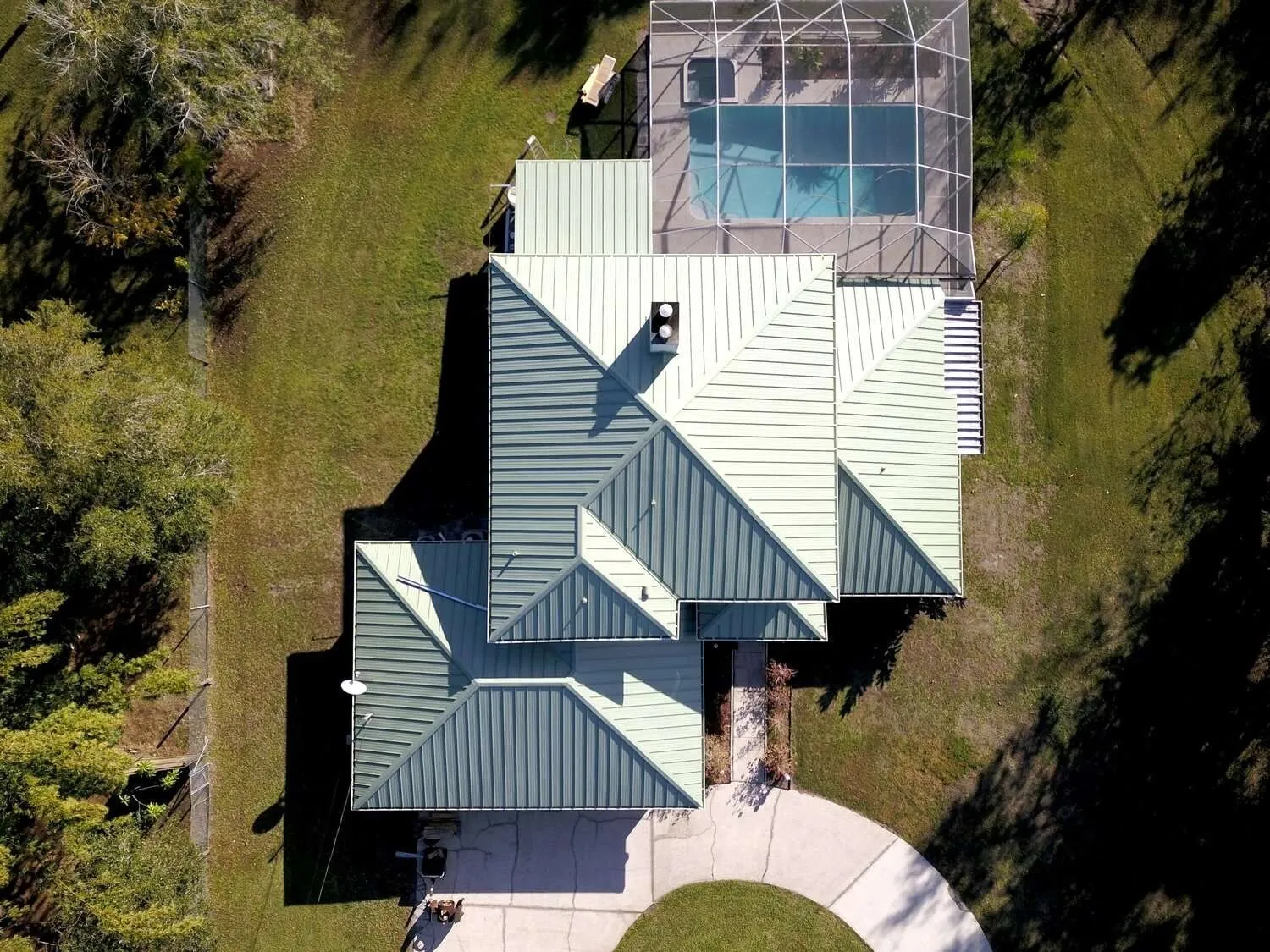 Completed metal roofing project
